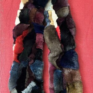 Multicolor Chinchilla Rex Fur Scarf